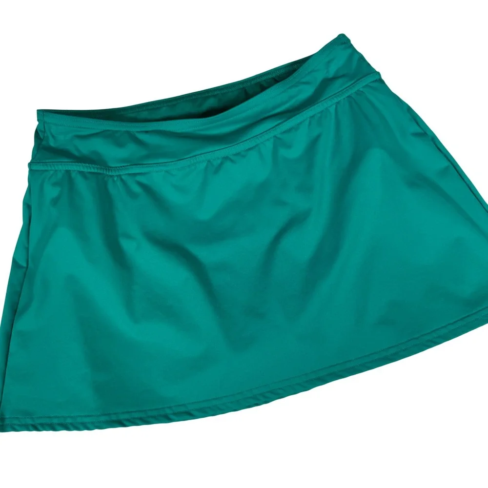 Lands' End Womens 2 Teal Green Swim Skirt Attached Brief Liner 524069
